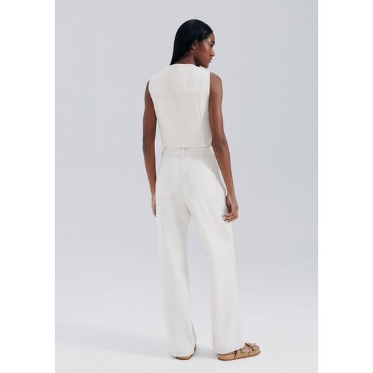 Calça De Sarja Feminina Wide Leg Cintura Média Hering