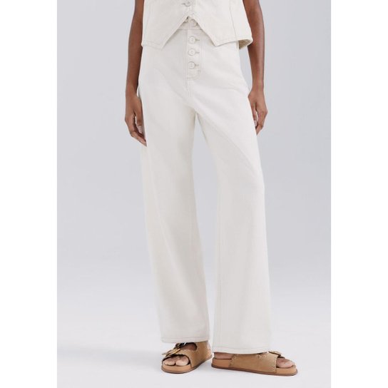 Calça De Sarja Feminina Wide Leg Cintura Média Hering