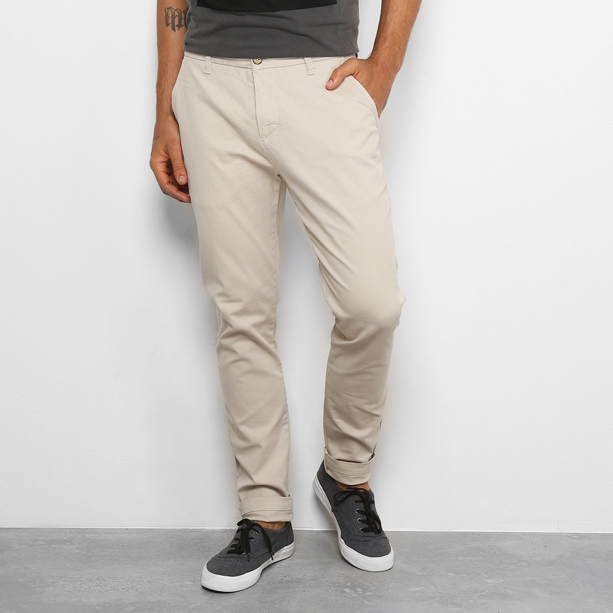 Calça De Sarja Reserva Slim Masculina - Areia Menor preço em Calça De Sarja Reserva Slim Masculina - Areia
