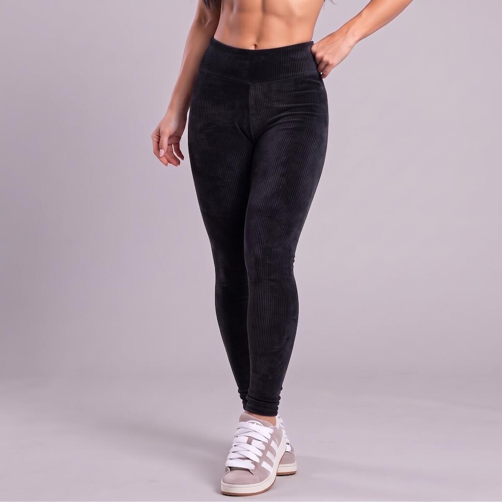 Calça Esportiva Legging Fitness Cotelê Vekyo Roupa de Treino Grossa Cós Alto Cintura Alta Academia