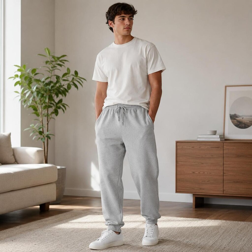 Calça Esportiva Moletom Masculina Pelúcida Casual e Inverno