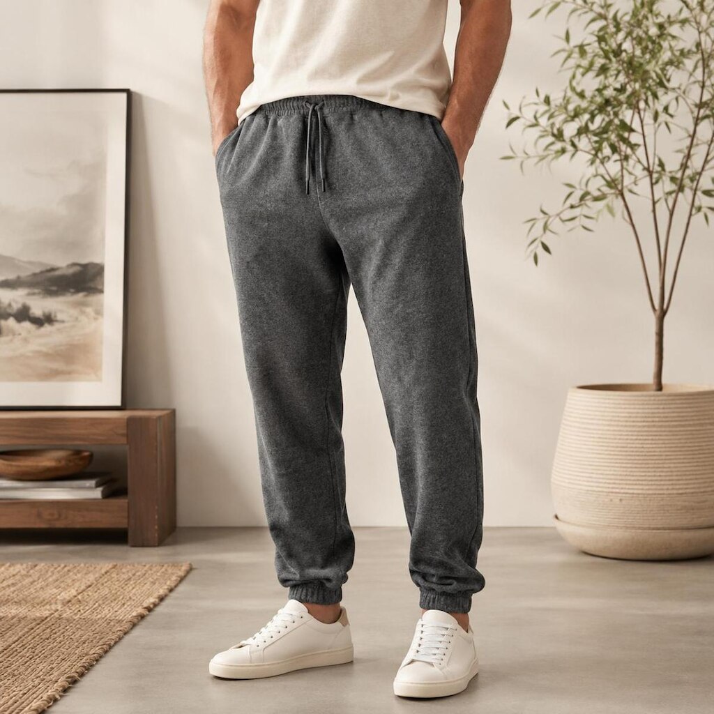Calça Esportiva Moletom Masculina Pelúcida Casual e Inverno