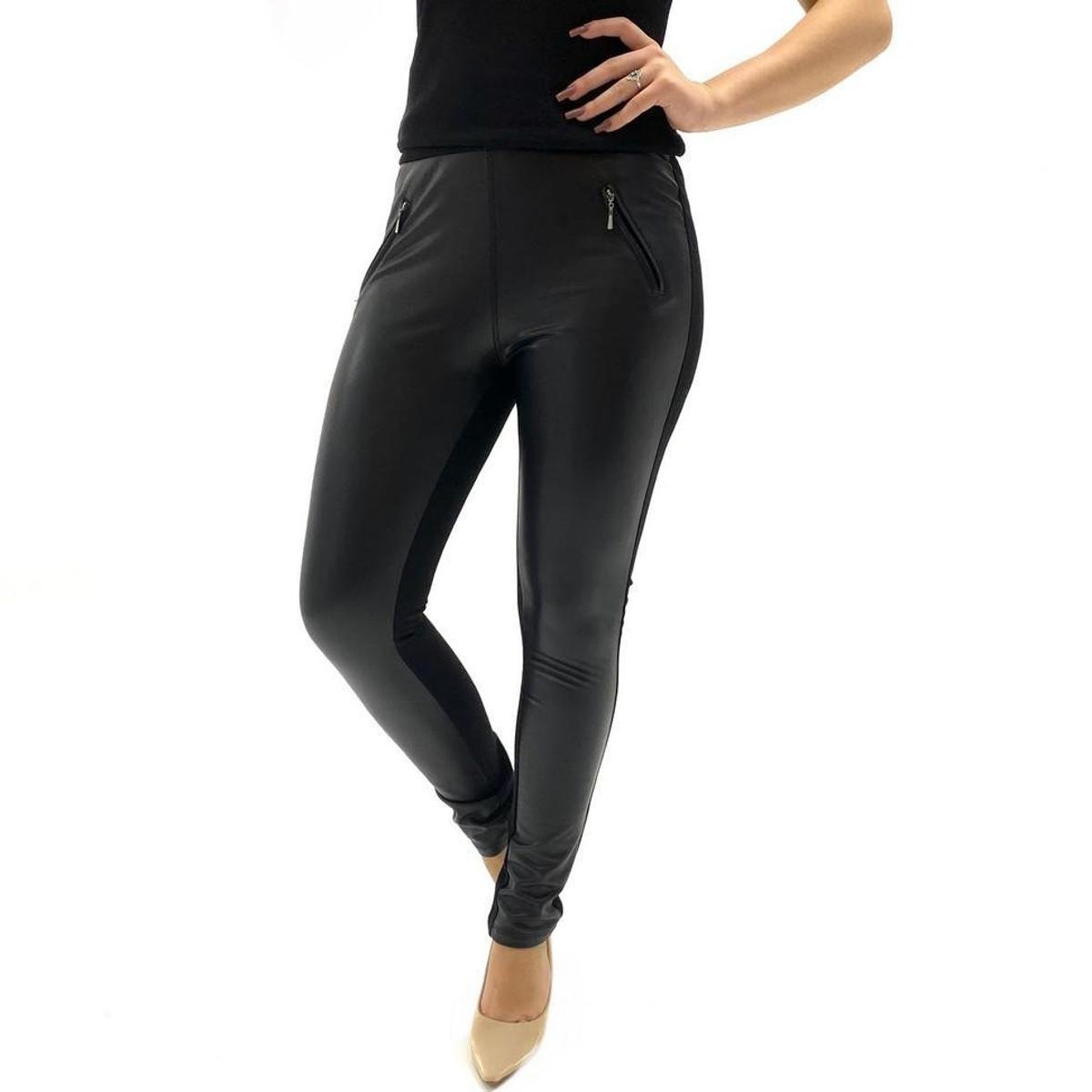 Calça Facinelli Montaria Skinny Helanca Pu Feminina - Preto Menor preço em Calça Facinelli Montaria Skinny Helanca Pu Feminina - Preto