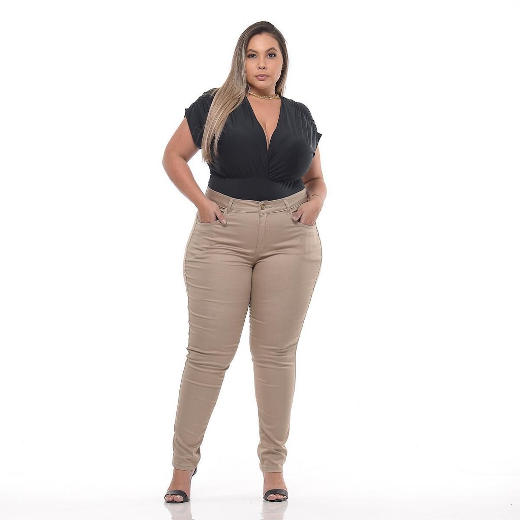 Calça Feminia Modela Bumbum Cigarrete Sport Fino Moda Plus