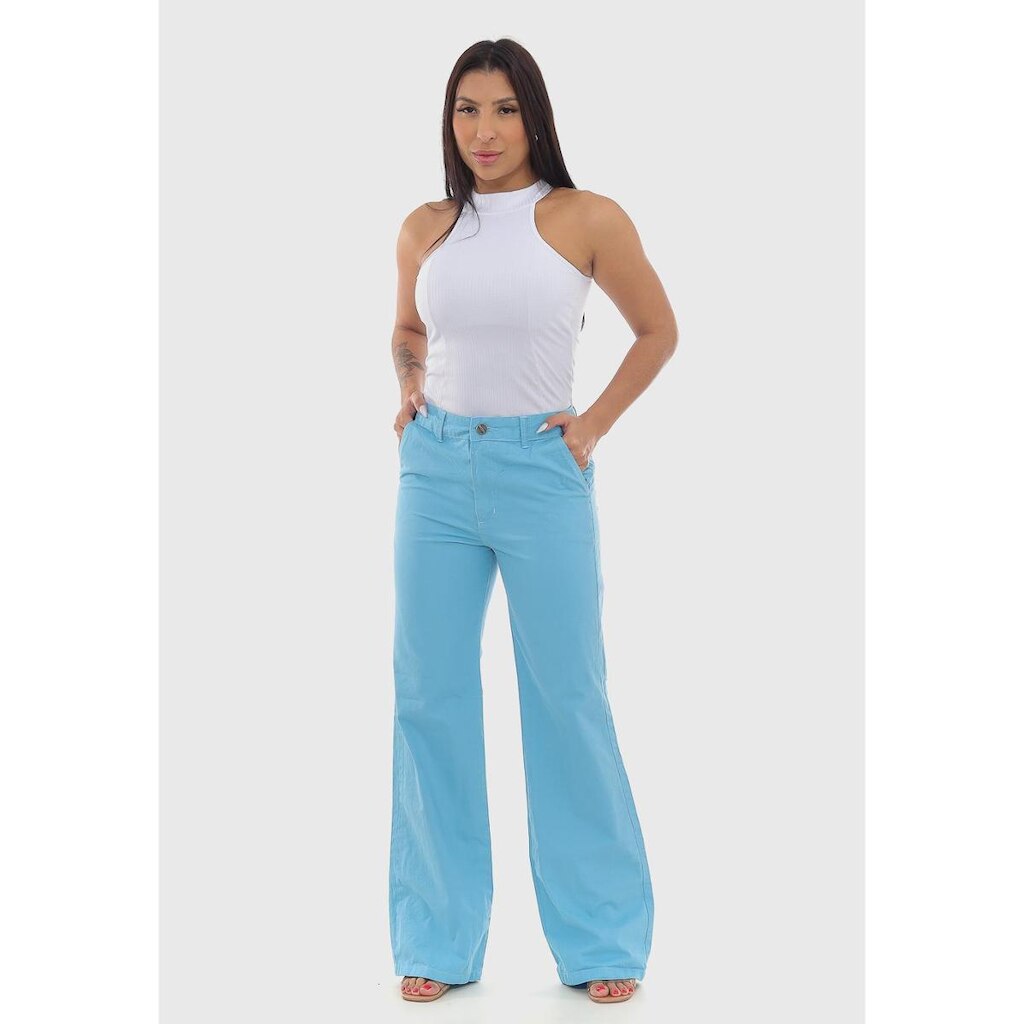 Calça Feminina 7920 Wide Leg Azul Claro