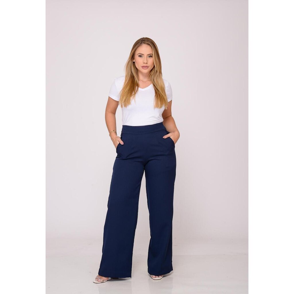 Calça Feminina Alfaiataria Azul Marinho