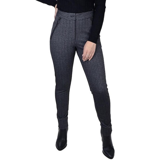 Calça Feminina Alpelo Montaria Plus Size Risca de Giz Cinza