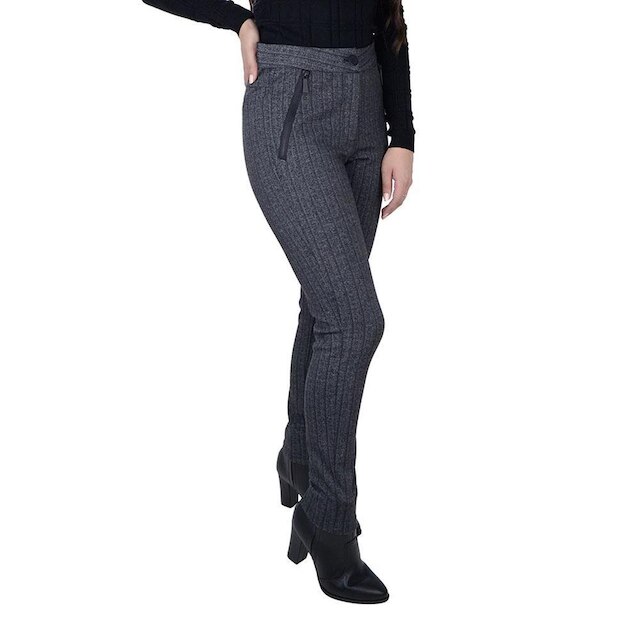 Calça Feminina Alpelo Montaria Plus Size Risca de Giz Cinza