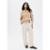 Calça Feminina Barrel Cintura Média De Sarja - Off White