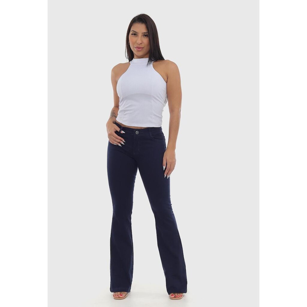 Calça feminina Boot Cut 7825 Azul Marinho