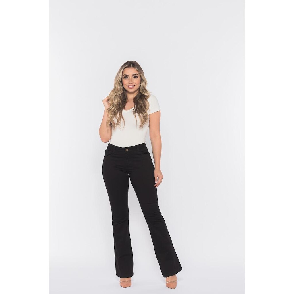 Calça feminina Boot Cut 7825 Preto Bella Canvas