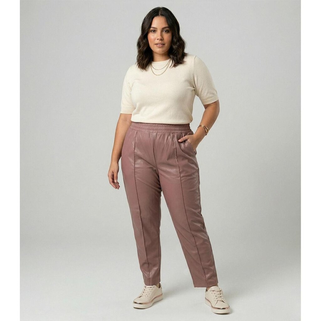 Calça Feminina Courino Plus Size Secret Glam Rosa