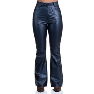 CALÇA FEMININA EM COURO TEXAS FARM - PC5564PM - AZUL MARINHO METALIZADO