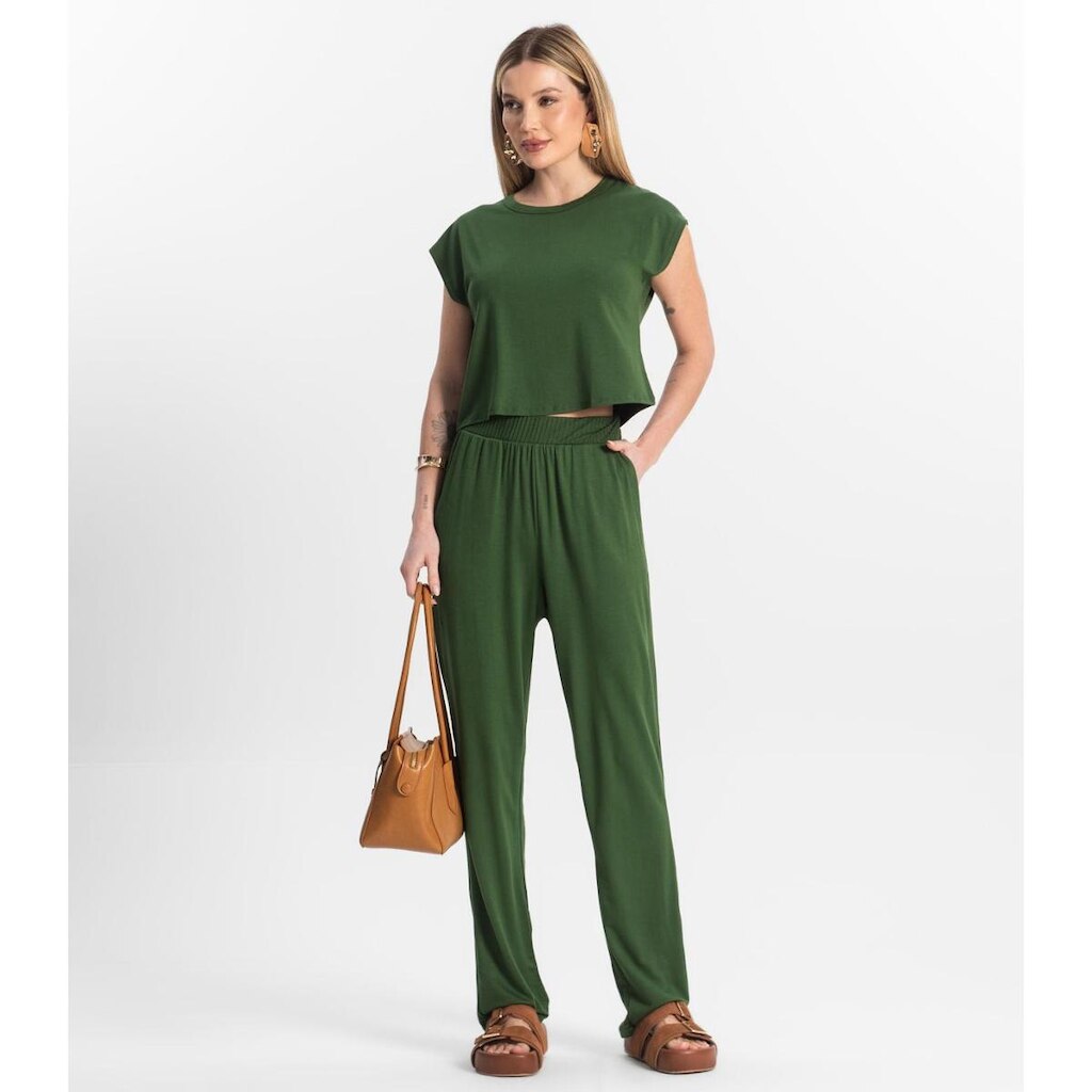 Calça Feminina Em Molecotton Básico Rovitex Verde