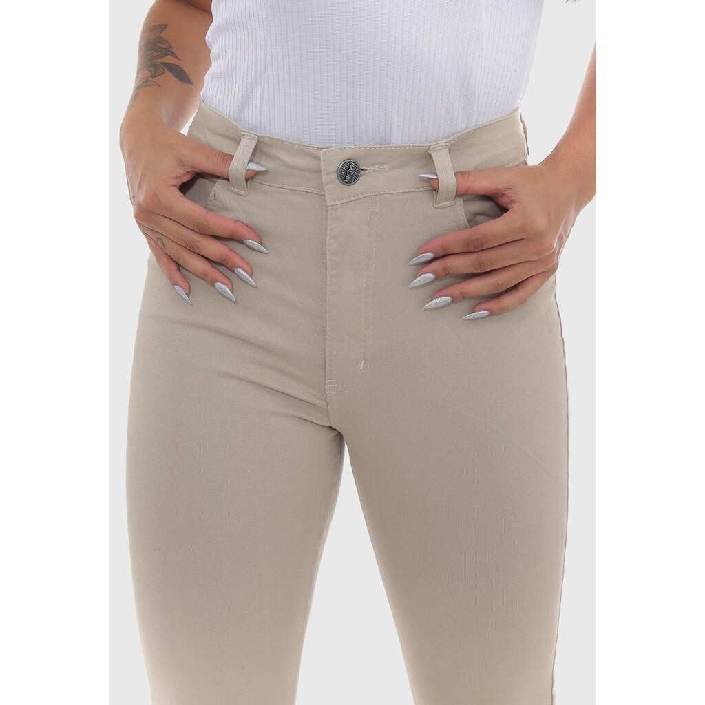 Calça feminina em Sarja com elastano 7897 Bege Claro