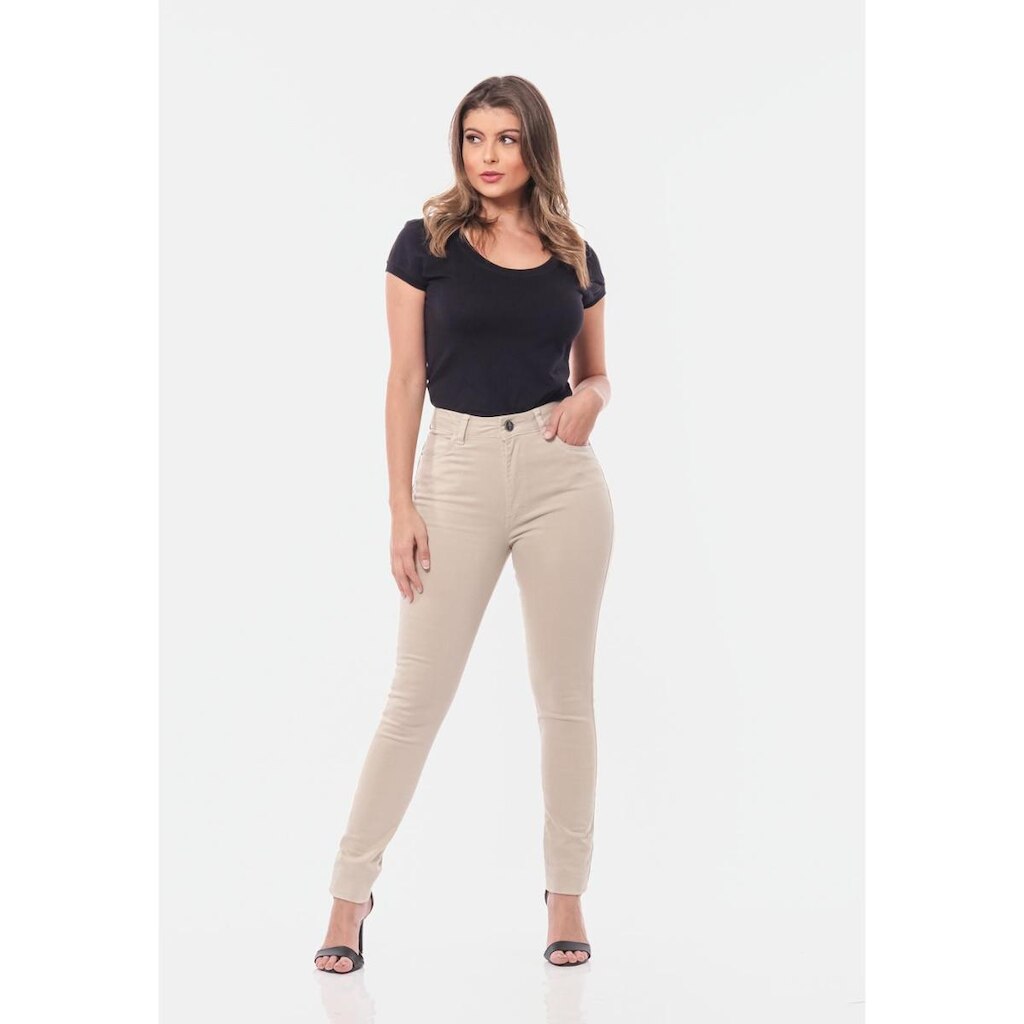 Calça feminina em Sarja com elastano 7897 Bege