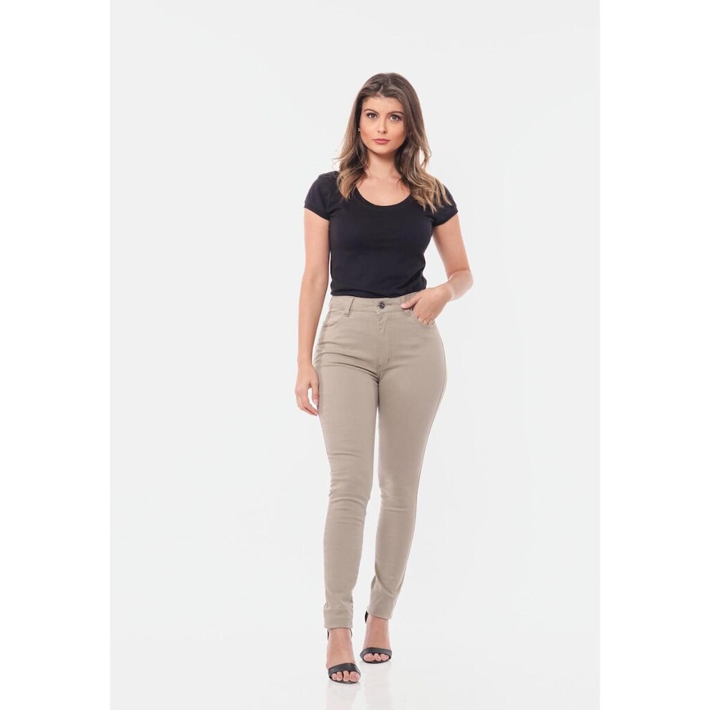 Calça feminina em Sarja com elastano 7897 Cinza