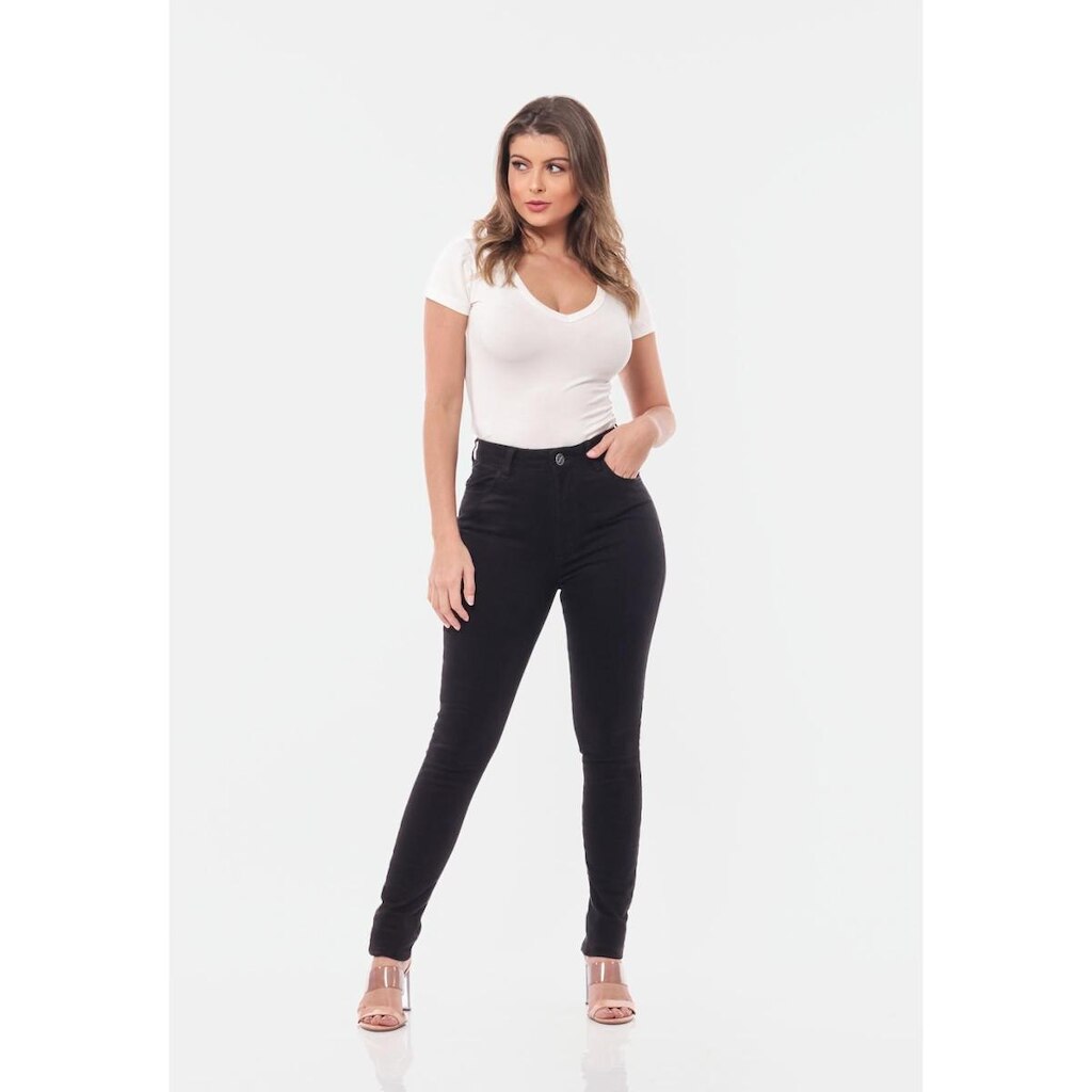 Calça feminina em Sarja com elastano 7897 Preto