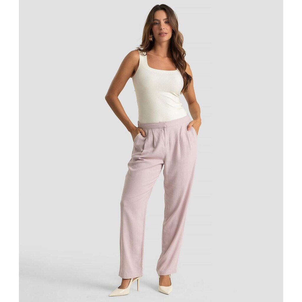 Calça Feminina Em Viscolinho Dianna Lilás