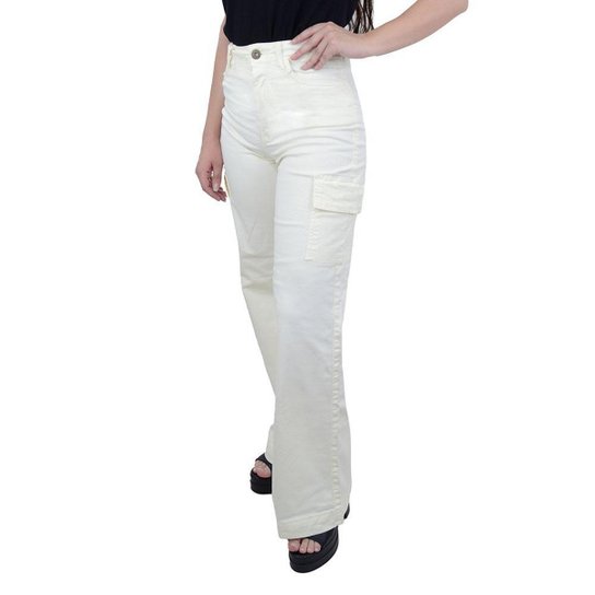Calça Feminina FreeSurf  Wide Leg Cargo Off White - 12080