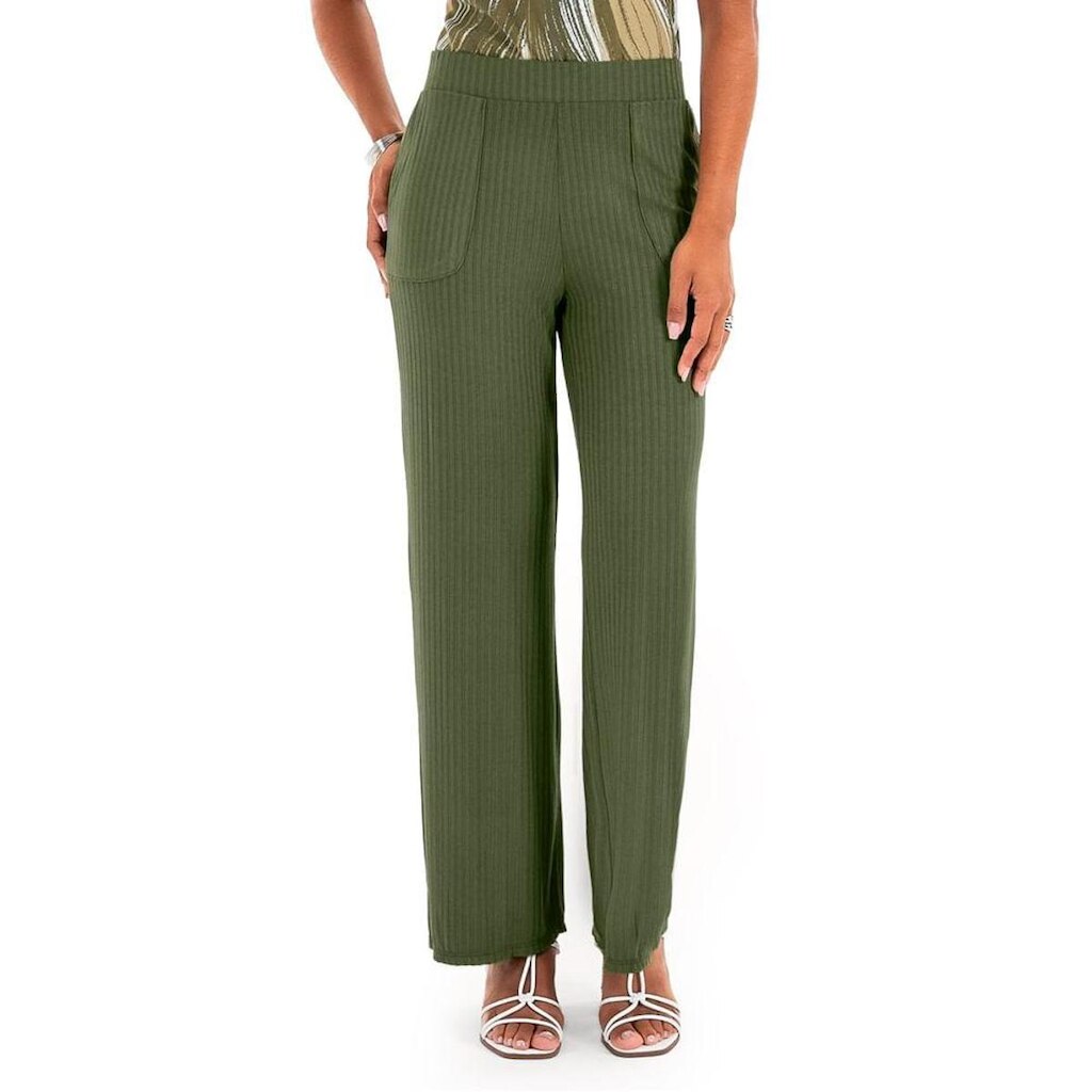 Calça Feminina Habana Pantalona Canelada Preto