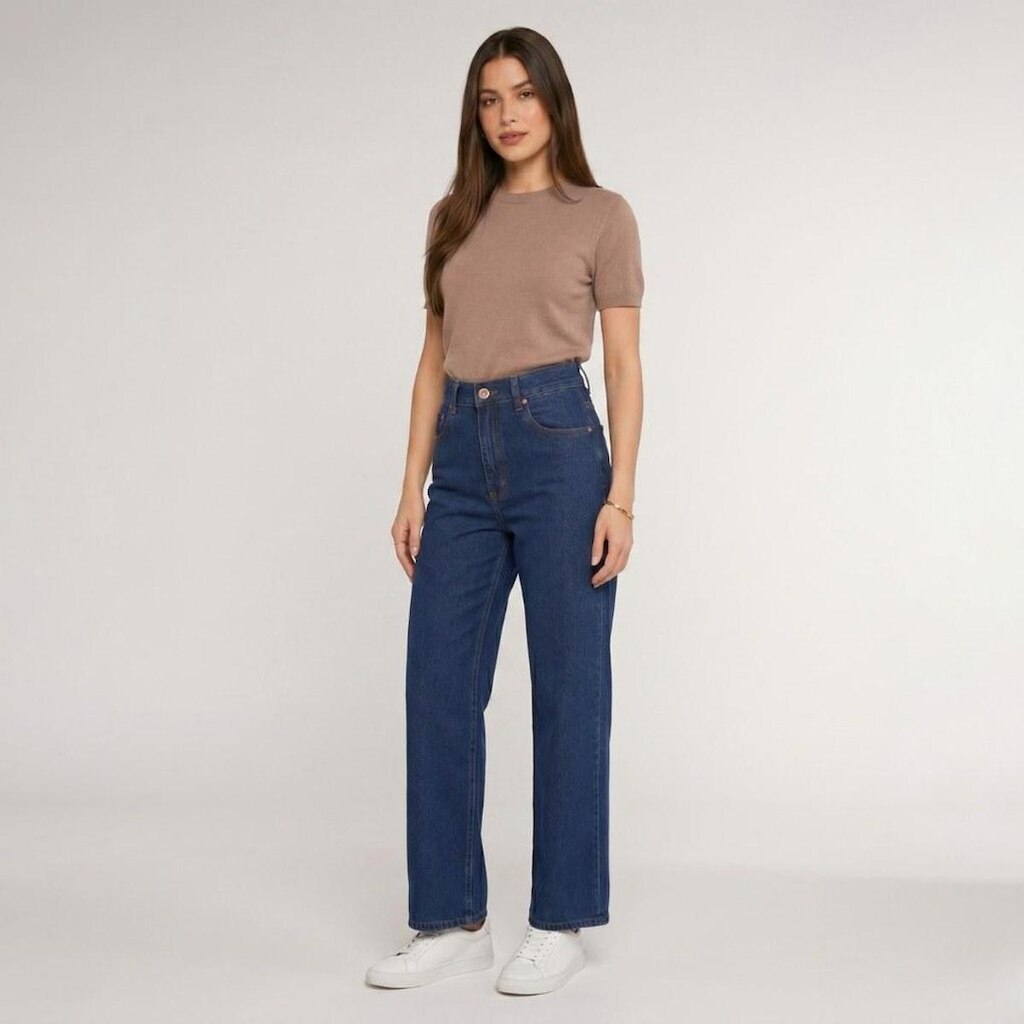 Calça Feminina Jeans Human Body Wide Leg Flex