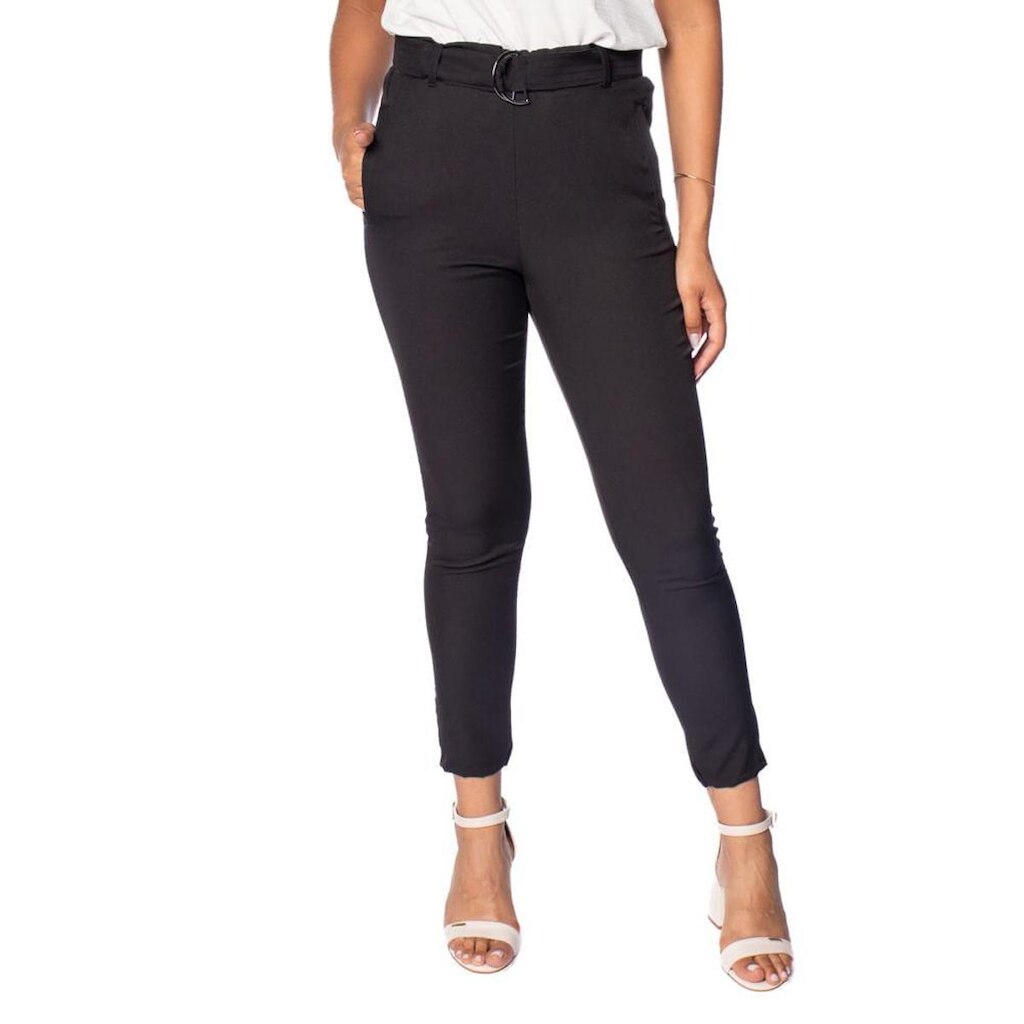 Calça Feminina Olho Fatal Alfaiataria Cintura Alta Preto