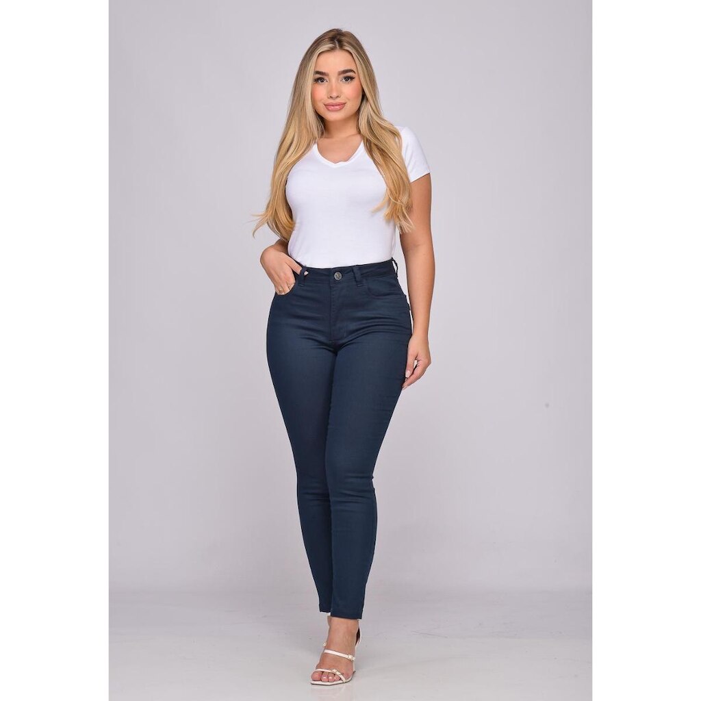 Calça Feminina Sarja com Elastano 7914 Azul Marinho Bella Canvas