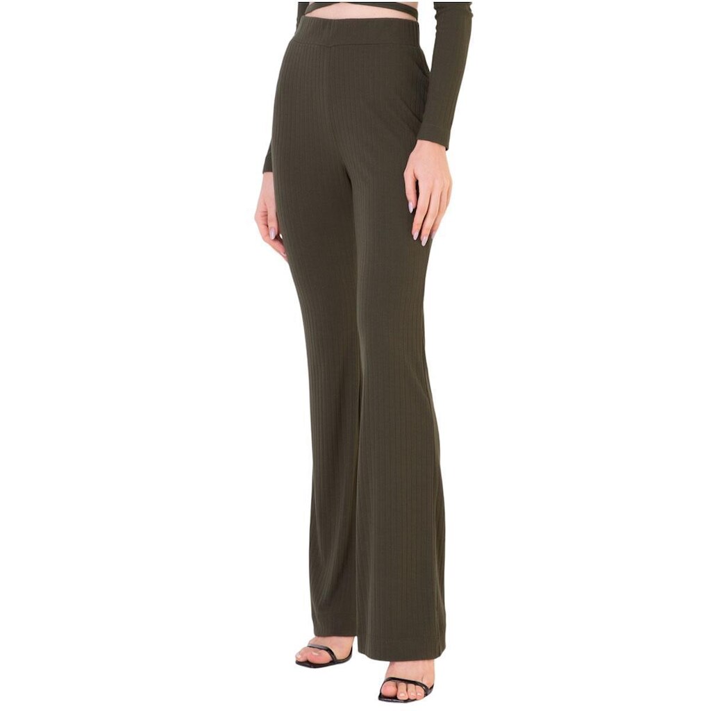 Calça Feminina Seiki Canelada Flare Verde - 350726
