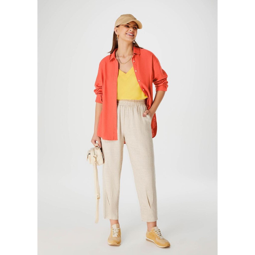 Calça Feminina Slouchy Cintura Alta Em Viscolinho - Bege G