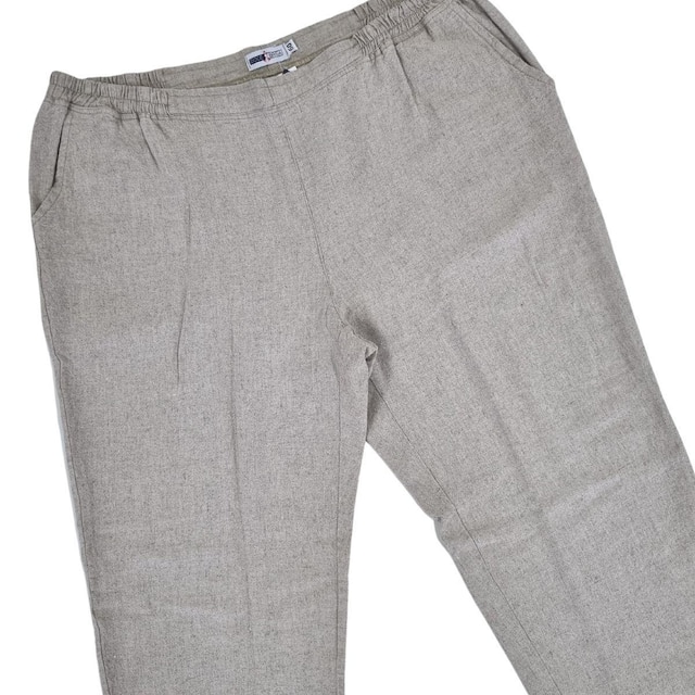 Calça Feminina Social de Linho Corte Reto Confort Meio Elástico Soltinha Plus Size
