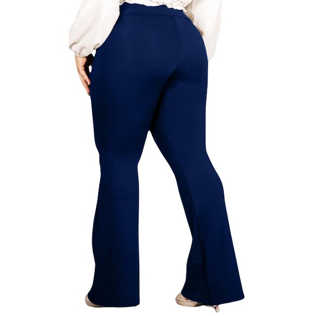 Calça Flare Bailarina Plus Size G1 G2 G3 G4 Cós Alta Em Suplex WOLFOX