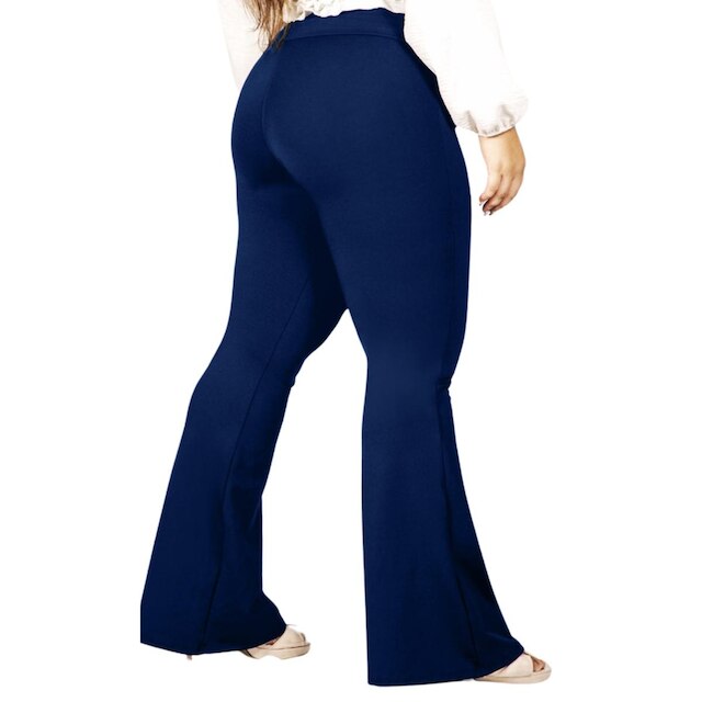 Calça Flare Bailarina Plus Size G1 G2 G3 G4 Cós Alta Em Suplex WOLFOX