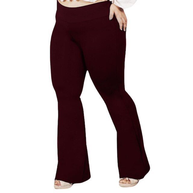 Calça Flare Bailarina Plus Size G1 G2 G3 G4 Cós Alta Em Suplex WOLFOX