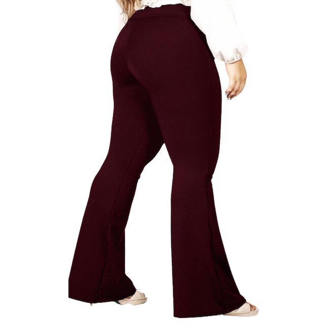 Calça Flare Bailarina Plus Size G1 G2 G3 G4 Cós Alta Em Suplex WOLFOX