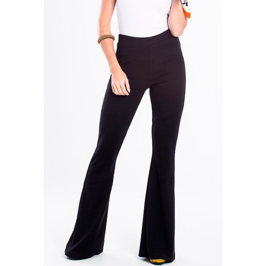 Wide Leg Calça Preta Hering Feminina Calça Flare Com Cintura Alta