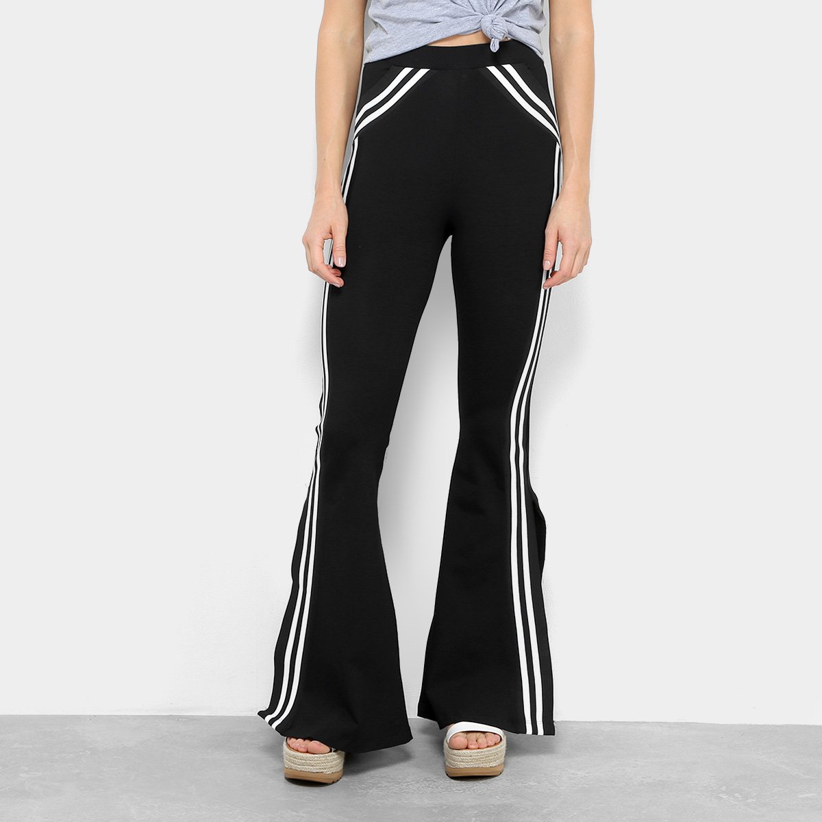 calça flare adidas preta