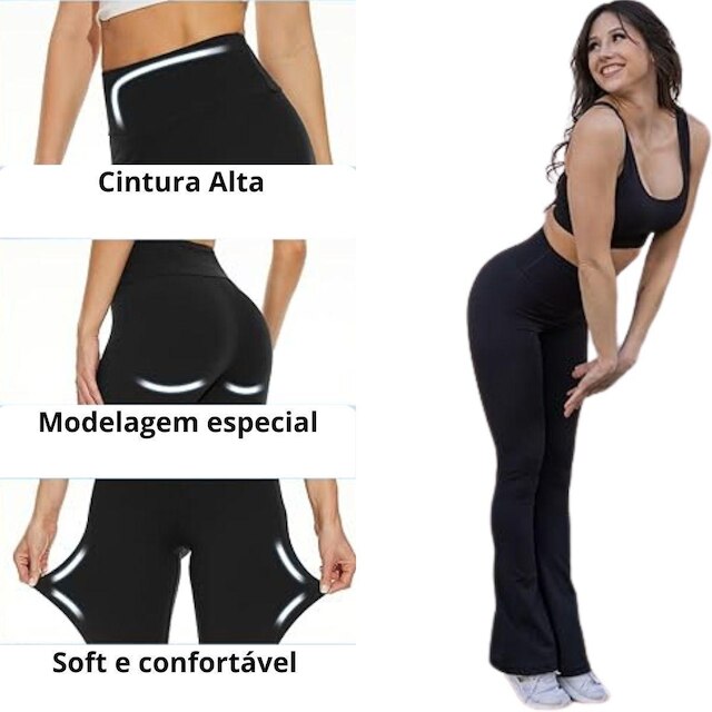 Calça Flare Feminina Cintura Alta Legging Suplex Leguin