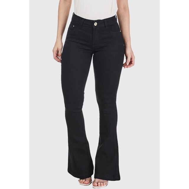 Calça Flare HNO Jeans Boca de Sino Petit Preta