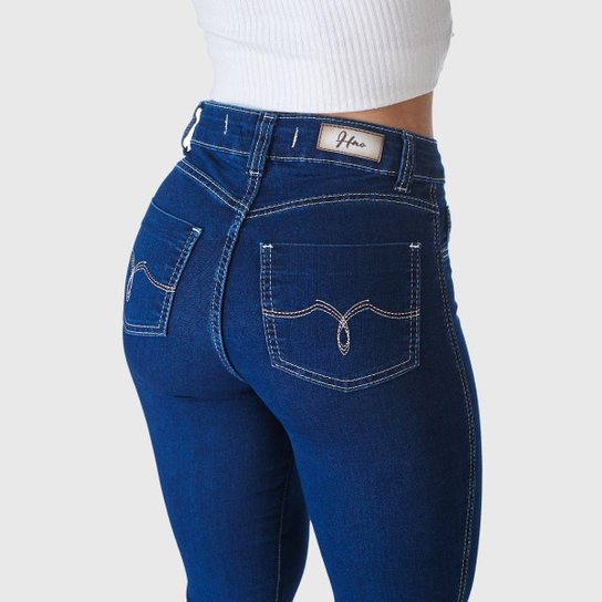 Calça Flare HNO Jeans Petit Barra Desfiada Azul