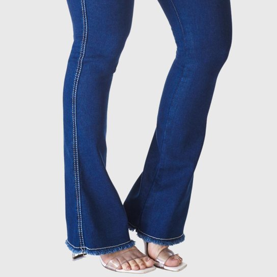 Calça Flare HNO Jeans Petit Barra Desfiada Azul