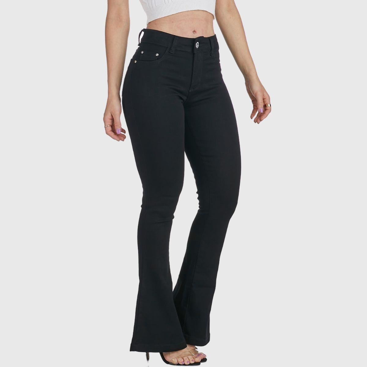 Calça Flare HNO Jeans Petit Preta - Preto Menor preço em Calça Flare HNO Jeans Petit Preta - Preto