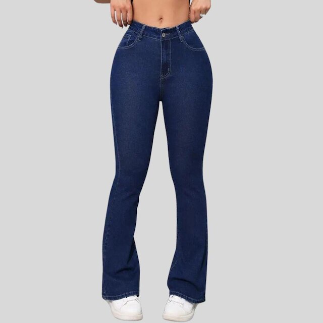 Calça Flare Jeans Feminina Boca de Sino Cintura Alta Modeladora