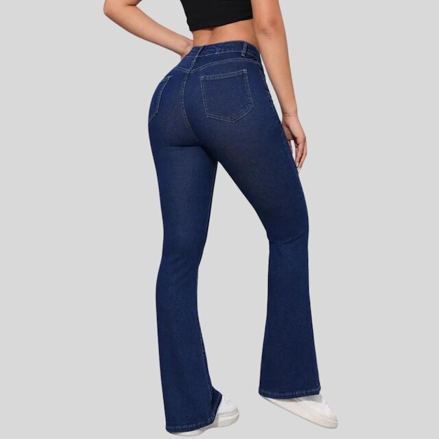 Calça Flare Jeans Feminina Boca de Sino Cintura Alta Modeladora