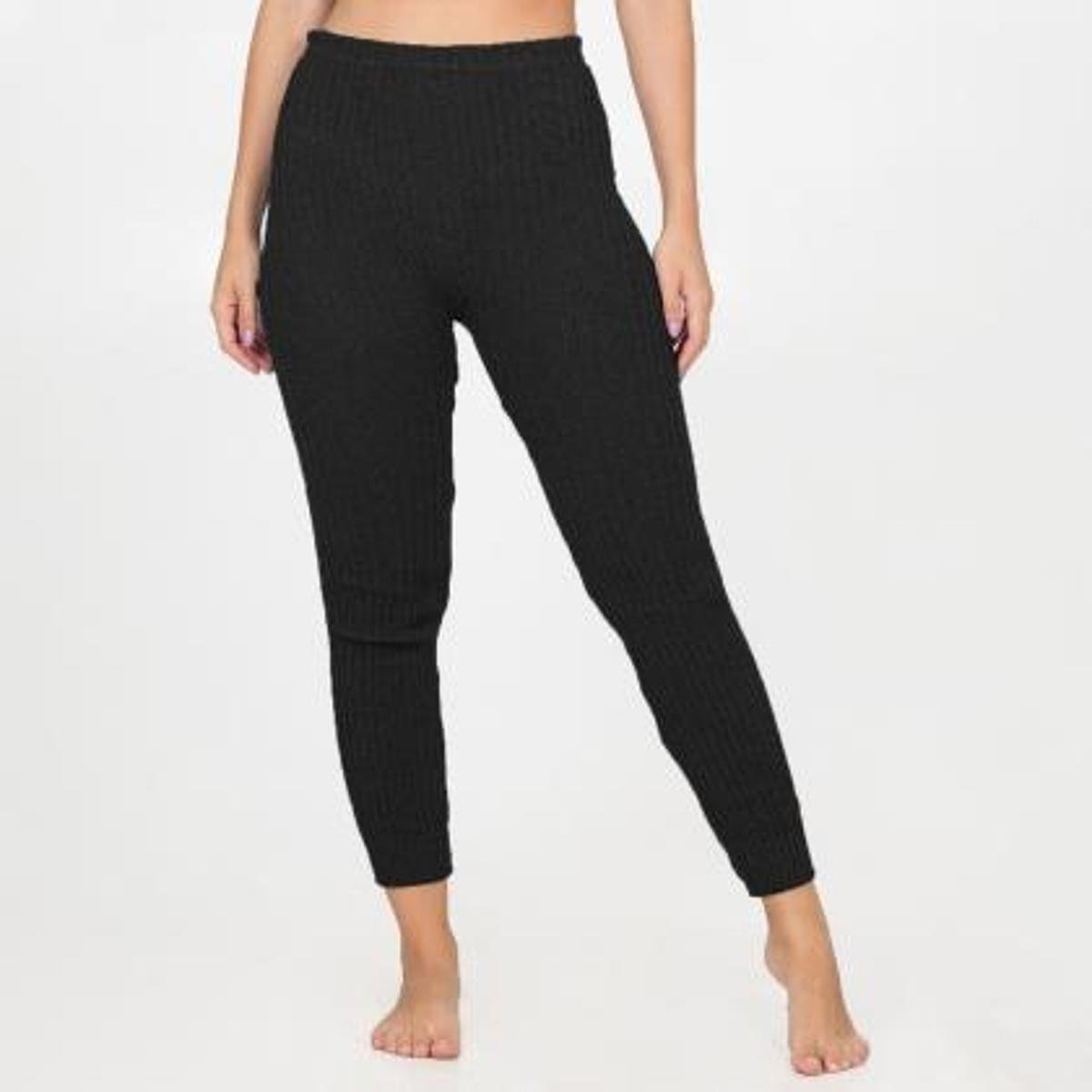 Calça Fusô Grossa De Lã Tricot Feminina Adulto Lisa Inverno - Preto Menor preço em Calça Fusô Grossa De Lã Tricot Feminina Adulto Lisa Inverno - Preto