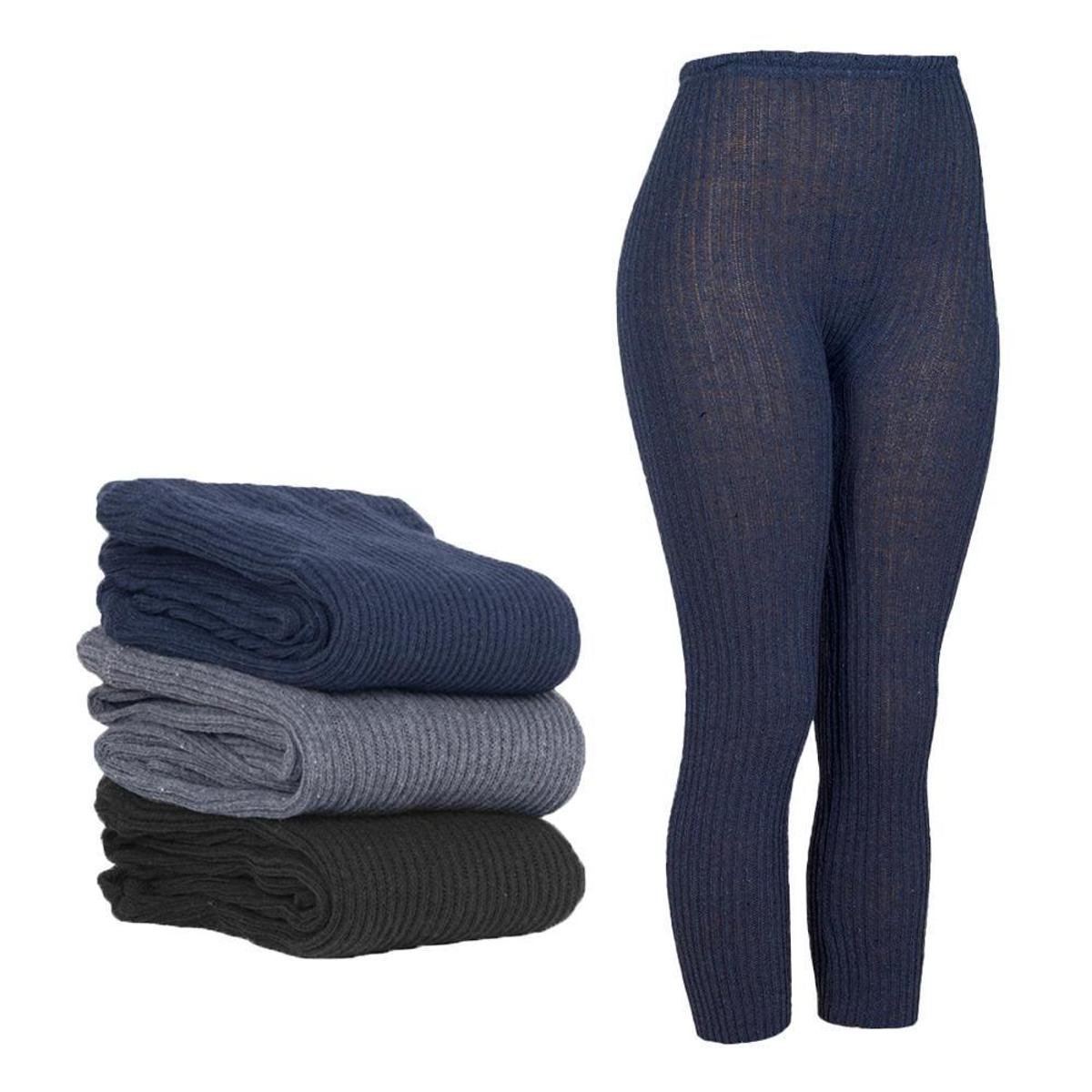 Calça Fusô Grossa De Lã Tricot Feminina Adulto Lisa Inverno - Azul Escuro Menor preço em Calça Fusô Grossa De Lã Tricot Feminina Adulto Lisa Inverno - Azul Escuro