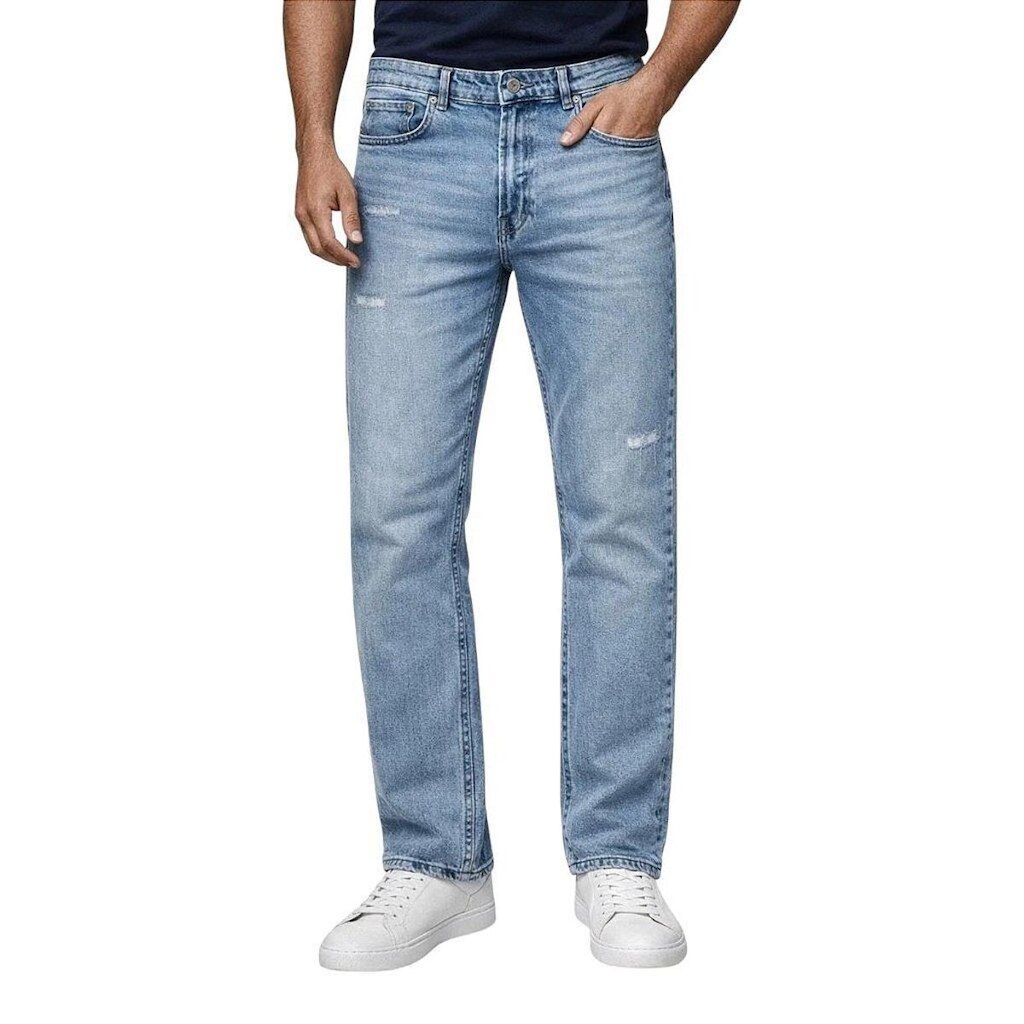Calça Guess Jeans Tapered Puidos Masculino Azul Claro