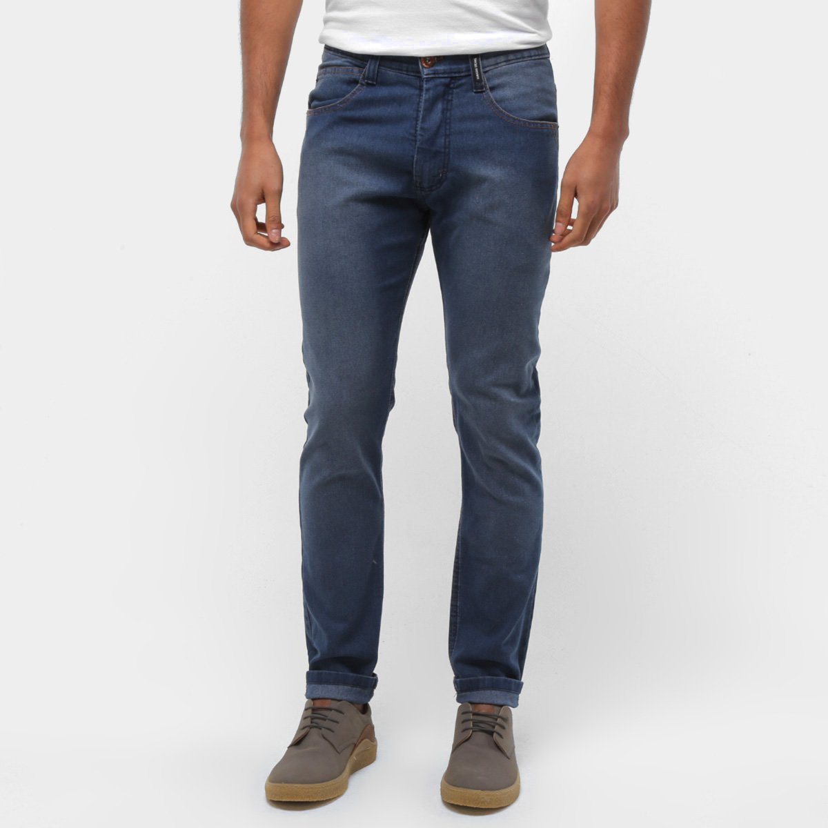 Calça Hd Jeans Slim Fit Lisa Masculina - Azul Menor preço em Calça Hd Jeans Slim Fit Lisa Masculina - Azul