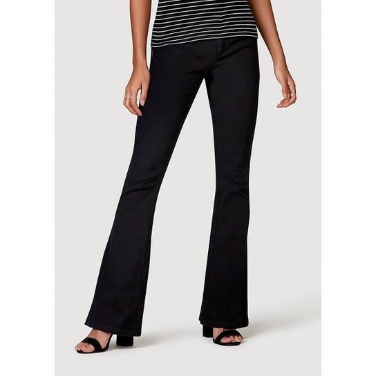Calça Hering Básica Flare Em Sarja Feminina - Preto