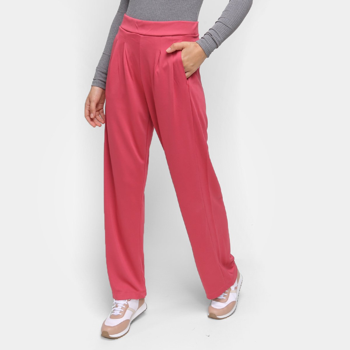 Calça Hering Básica Malha Cintura Média Feminina - Vermelho Menor preço em Calça Hering Básica Malha Cintura Média Feminina - Vermelho